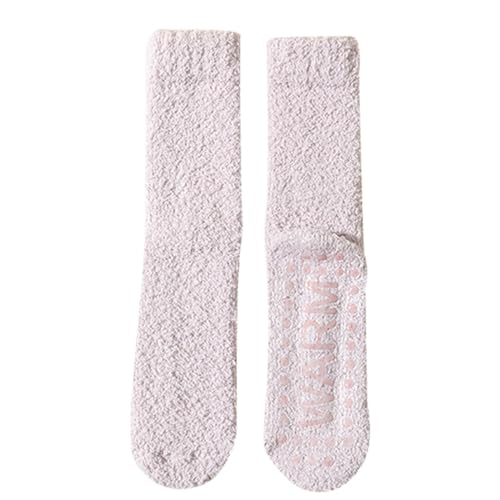 TYUIOP Damen Socken 39-42 Damen-Wintersocken Korallensamt Samt, verdickt, warmer Schlafboden, rutschfeste Silikonunterseite, mittlere Wadensocken Kurze Sneaker Socken Damen (One Size)