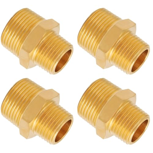 YRAKOZIN [4 Stück] Messing Reduziernippel - 1" x 3/4" AG/AG, Außengewinde Ø33mm x Außengewinde Ø26.5mm, Trinkwasser Geeignet, Sanitär-Anschlussstücke, Zubehör für Wasserschlauch