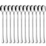 12 Stück Latte Macchiato Löffel Set, Gifcomda 23cm Langer Griff Eislöffel Set, Rührlöffel aus Edelstahl mit langem Stiel, Dessertlöffel für Zuhause Restaurant Partei, Ideal für Getränke