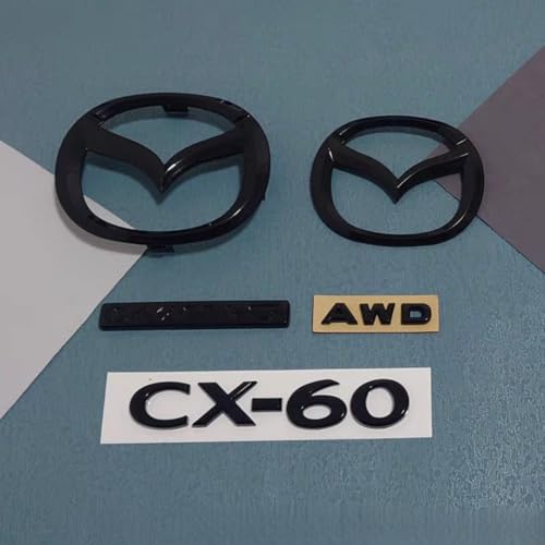 LFWCZS vorne hinten Ersatz Emblem Kit für Mazda CX-60 2022 2023 2024 2025,Schwarz Kühlergrill Kofferraum Plakette Zeichen Badge Aufkleber Logo 3D Metall Kfz Dekor Tuning Zubehör,just SKACTIVG