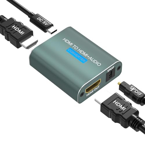 Ozvavzk HDMI Audio Extractor,HDMI to HDMi Optisch Splitter Adapter unterstützt 3D 1080P HDCP Digital DTS 5.1 PCM für Fire Stick Blu-Ray Player