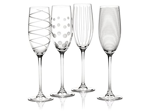 MIKASA Cheers Kristall Champagnerflöten Set, 4 Stück, Champagnergläser mit originellem Design, 250ml