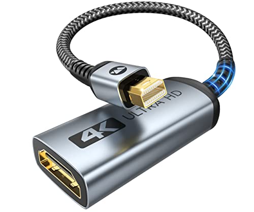WARRKY 4K Mini DisplayPort auf HDMI Adapter, [Vergoldete, Geflochten, Aluminiumhülse] Mini DP auf HDMI Adapter Konverter Für Thunderbolt 1/2, MacBook Pro, Macbook Air, iMac, Surface Pro, XPS und Mehr