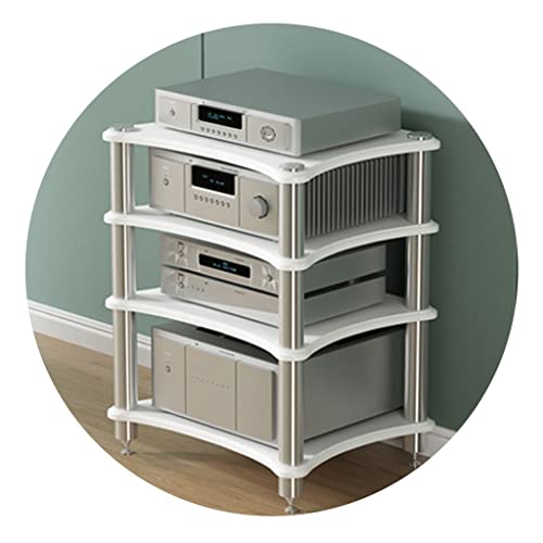 Lautsprecherständer 1/2/3/4-Schicht-HIFI-Audioschrank Audio-Video-Komponenten Stereoanlagen Spielkonsolen Streaming-Geräte Schrank-Audio-Rack Mit Stoßdämpfenden Füßen ( Color : Weiß , S : 60*48*85cm(4