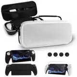 Zubehör für Playstation Portal Tasche Kompatibel mit PS Portal Zubehör Set, Tasche Case Hülle für PS5 Portal with Silikon Schutzhülle, Displayschutz mit 4 Joystick Kappen - Schwarz & Weiß