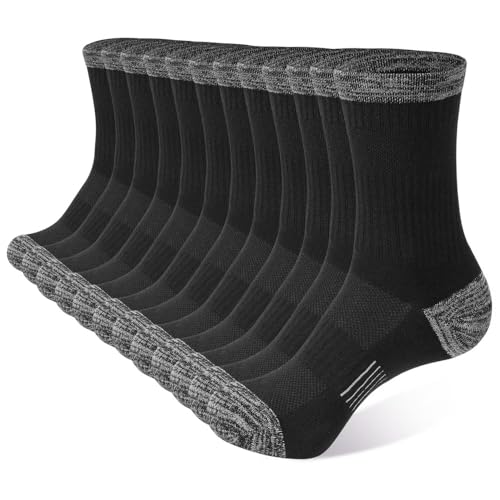 BUDERMMY Socken Damen Baumwolle 35-38 39-42 Sportsocken Wandersocken für Damen Socken Atmungsaktiv Gepolsterte Herren Laufsocken 6 Paar (DE/NL/SE/PL, Numerisch, 39, 42, Regular, Regular, schwarz)