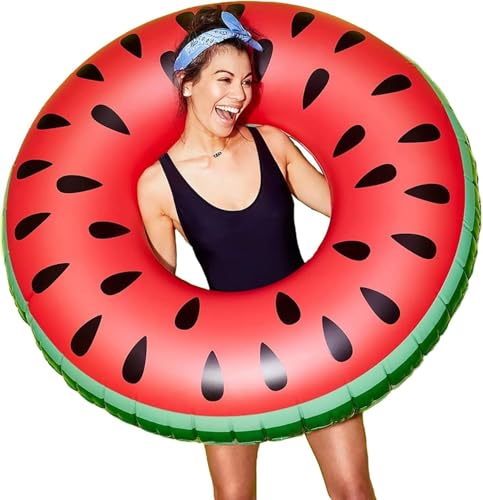 Wassermelone Schwimmring, Aufblasbarer Schwimmring, Wassermelone Pool Aufblasbare Schwimmreifen für Kinder und Jugendliche Sommer-Schwimmen Party (Rot-120)