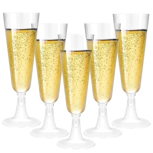 Luckwaii 60 Stück Sektgläser Transparent Sektgläser Mehrweg Stielgläser 150ml Sektkelch Sektflöten langlebig Cocktailgläser Dessertbecher für Hochzeiten Party Dinners