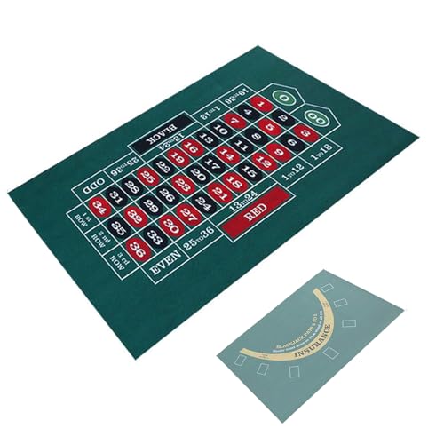 TAOZHUGONG Pokermatte Pokertischauflage, Pokerauflage Doppelseitige Muster, Poker Tischauflage Doppelseitige Filz Roulette Matte Tischspiel aus Filz 60x90 cm (A)