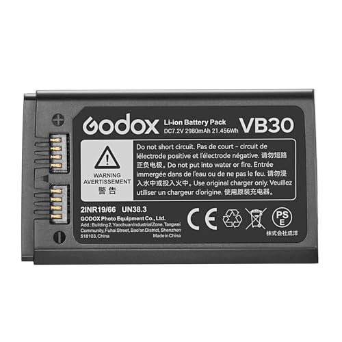 Godox VB30 Akku für V1Pro V1 V860III V850III Flash, DC7,2 V 2980 mAh 21,456 Wh (VB26 Upgraded)