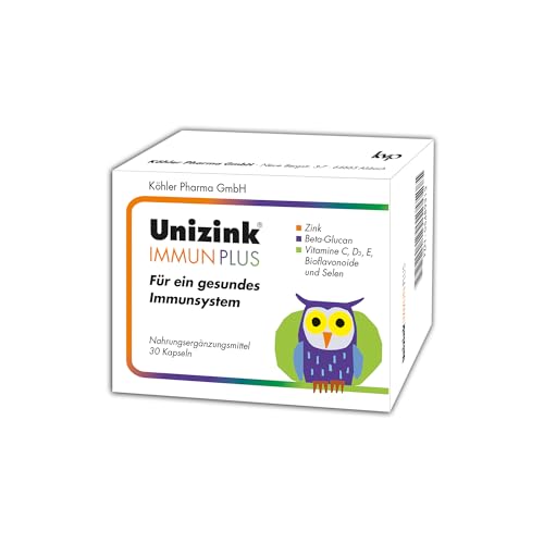 Unizink IMMUN PLUS für ein gesundes Immunsystem, mit wichtigen Vitaminen, Mineralien und Antioxidantien, stärken Sie Ihre Abwehrkräfte gegen Erkältung und Grippe, 30 St