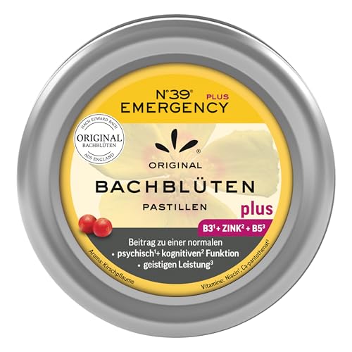 Original Bachblüten Nr. 39 Emergency Plus Pastillen Kirschpflaume von Lemon Pharma, Vegan und Zuckerfrei