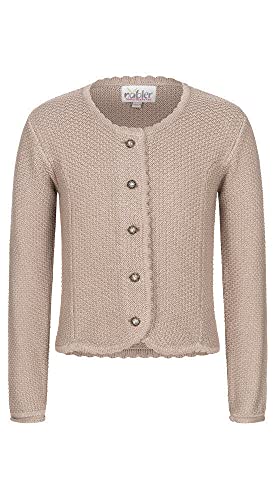 Nübler Kindertrachtenstrickjacke Yvonne, mit Liegekragen und Metallknöpfen mit Strasssteinen, Trachtenjacke Mädchen Natur Gr. 92