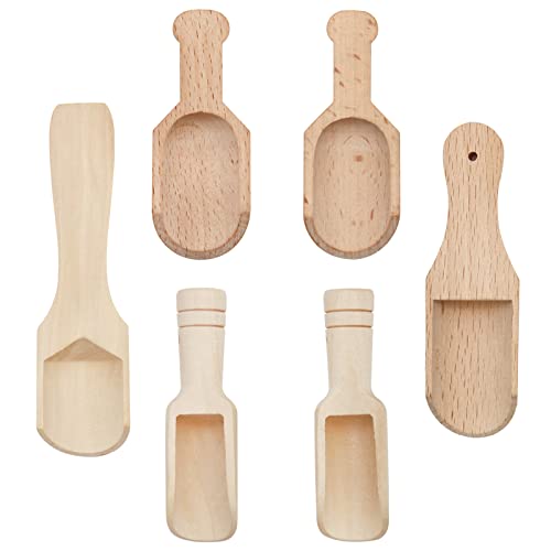 MIPIACE 6 Stück Holzlöffel Klein Mini für Gewürze Salz Kleine Holzschaufel Küche für kaffee Zucker Tee Süßigkeiten Salz Löffelchen Klein