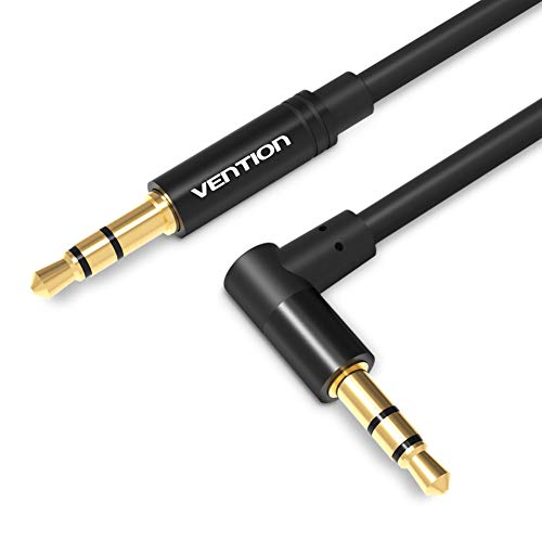 VENTION 3,5mm AUX-Kabel, Rechtwinklig Klinkenkabel 3,5 mm Stecker zu Stecker 90 Grad Stereo Audio Kabel für Autoradios, Smartphones, Lautsprecher, Kopfhörer usw. （1.5M）