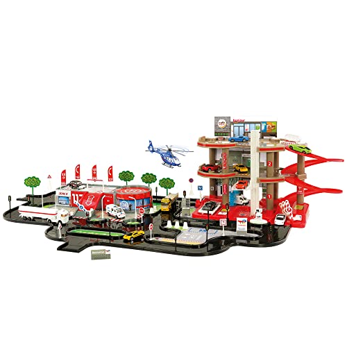 STARLUX 401016 Other License Maxi Total Garage mit kompletter Tankstelle mit 3 Ebenen, Arbeitsbühne und 4 Meter langem Rundkurs, Rot Grau Schwarz, 76 x 121 x 33 cm