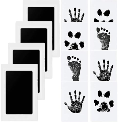 4 Stück Pfotenabdruck Set Hund Katze, Fußabdruck Handabdruck Baby Set Abdruckset Zur Erstellung Bleibender Erinnerungen, Fußabdruck Baby Ideal Für Tierhalter Eltern Einfaches Diy Memory Kit