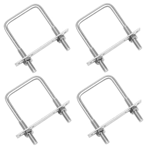 VZU 4 Stück U Schrauben M8 U-Bolzen 60x120mm U Bügel Edelstahl Bügelschrauben mit Muttern, Rahmenplatte und Unterlegscheiben, Bügelbolzen Bügelschraube U Schelle Quadratisch für Rohr Befestigung