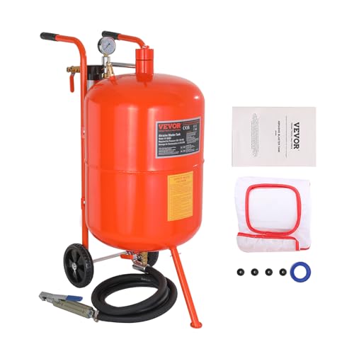VEVOR Mobiles Sandstrahlgerät 75,7 L Sandstrahlanlage ca. 244 cm Arbeitsschlauch Sandstrahler 60–110 PSI Arbeitsdruck ideal zum Entfernen von Rost, Farbe, Flecken und das Polieren großer Flächen