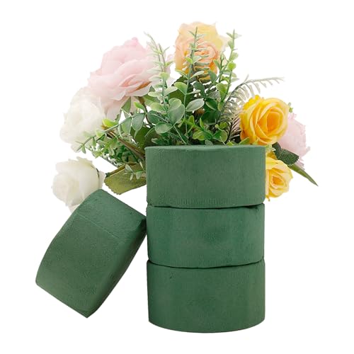 Nurila 4 Stück 8x4 cm Runde Blumensteckschaum, Steckschaum für Blumen Set, Steckmasse für Frischblumen, Grün Steckschwamm für Basteln, Dekorationen, Hochzeiten und Blumengeschäfte