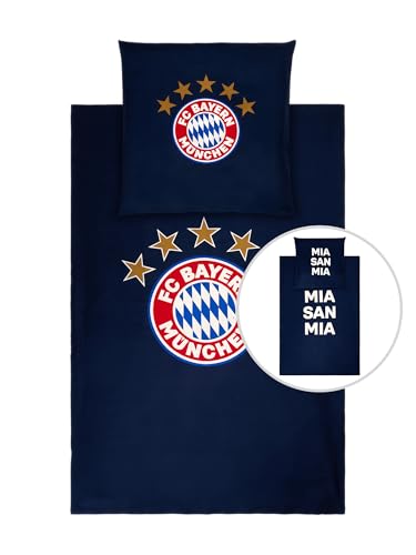 FC Bayern München Bettwäsche Glow in The Dark I 135x200 I Navy I Fußball