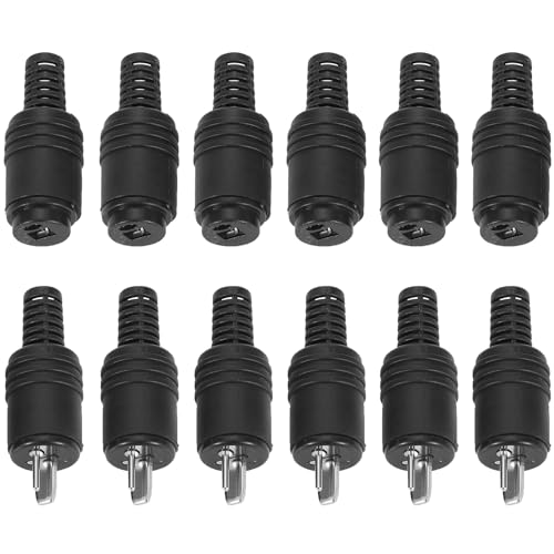 Greluma 12 STK 2-polige DIN-Lautsprecherstecker/Buchsen mit Schraubklemmen, 6 Paar HiFi-Lautsprecherkabelstecker männlich/weiblich, kein Löten