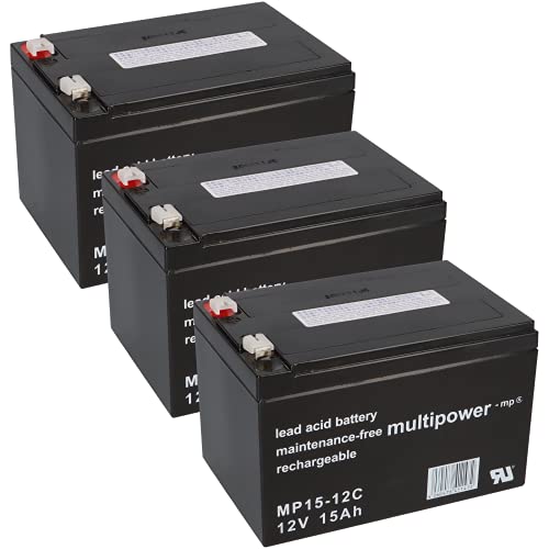 WSB Akkusatz 36V Akkupack für Elektro Scooter 3X 12V 15Ah AKKU Batterie 36V Anaconda Miniquad ATV Kinderquad