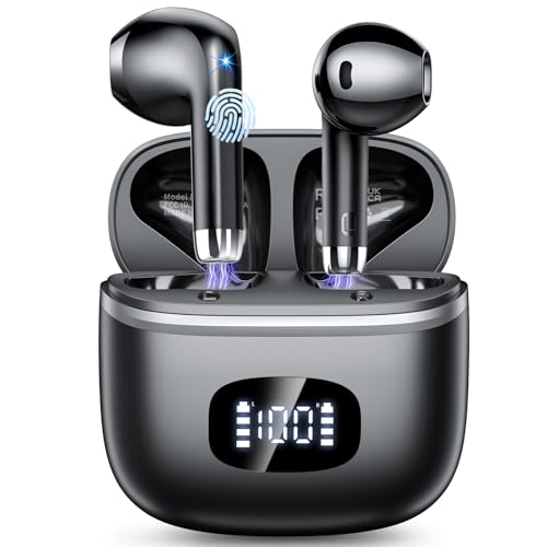 Bluetooth Kopfhörer, Kopfhörer Kabellos Bluetooth 5.3 mit 4 ENC Noise Cancelling Mic, kopfhörer kabellos HiFi Stereo, LED-Anzeige, 40 std Spielzeit, USB-C, In Ear Ohrhörer für Arbeit Spiel Sport
