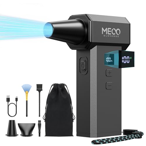 MECO ELEVERDE Elektrische Staubgebläse, 220.000 U/Min, 100-Gang und LED-Display Compressed Air Duster mit 4000mAh*2 Gebläse Akku, Druckluftspray Dust Blower für Auto, PC Reinigungssets und Outdoor
