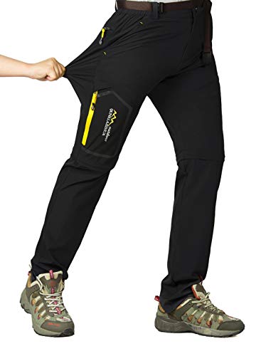 CLOUSPO Outdoor Hose Herren Zwei Teile zerlegbar Sonnenschutz Schnell Trocknend Wanderhose Funktionshose mit Gürtel (DE/NL/SE/PL, Alphanumerisch, XL, Regular, Regular, Schwarz)