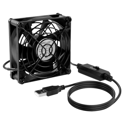 ELZO USB Ventilator, 80mm 5V mit 3 Einstellbare Geschwindigkeiten, Leise Mini Tischventilator, USB PC Computer USB Lüfter 80mm Axiallüfter für Computer/PS4/TV Box/Empfänger/AV-Kabine/Router