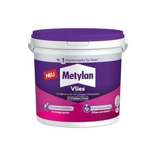 Metylan Vlies Fertigkleister, feuchtigkeitsbeständiger Tapetenkleister für Vliestapeten, Kleister zum einfachen Tapezieren, 1x3kg