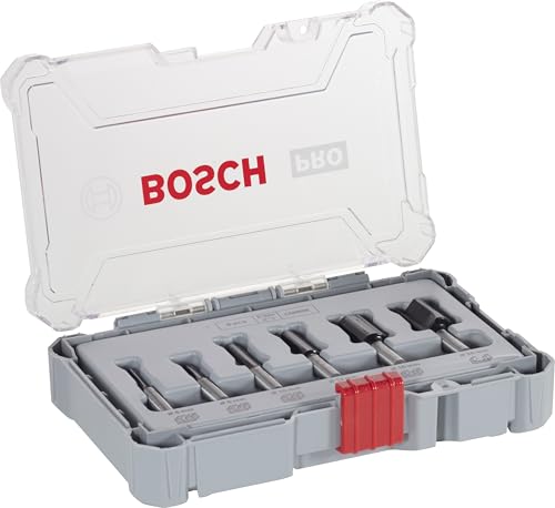 Bosch Professional 6tlg. Nutfräser Set (für Holz, Zubehör Oberfräsen mit 8 mm Schaft)