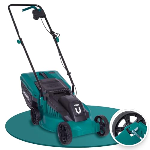 VONROC Rasenmäher Elektro mit Kabel | 1300W - 32cm Schnittbreite - einstellbare Schnitthöhe 30-70MM | Elektrischer Sichelmäher für kleine bis mittelgroße Flächen