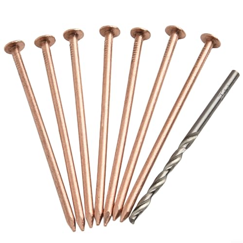 Yhenlovtt 20 Stück Kupfernägel zum Töten von Bäumen, Stumpfwurzeln, 10,2 cm, Stumpfentfernung, Spikes, Hardware zum Wurzeltöten, Bäume, Baumstümpfe, Set mit Bohrer, Stahlnagel, Gartengeräte (15 Stück)