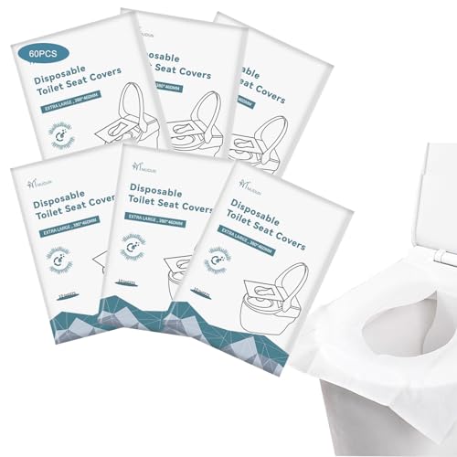 YQBFTC 60 Stück Einweg Toilettensitzbezug,Spülbare Papier WC Auflagen Einweg Toilettenauflagen,WC-Sitz Matte Toilettenpapier Pad für Reisen,öffentliche Toilette,Einkaufszentren,Büro,Einzeln Verpackt