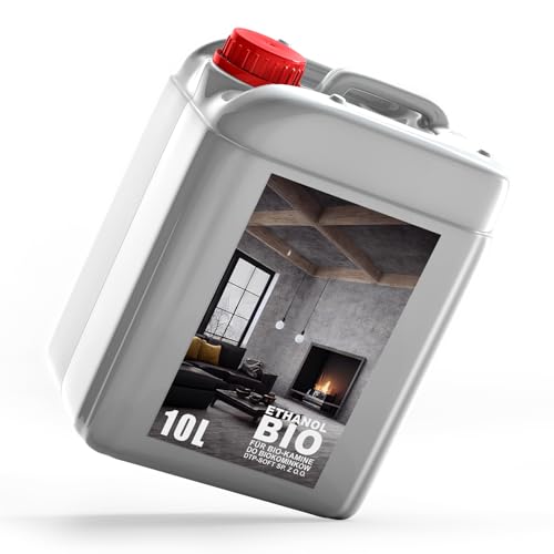 10L Premium Bioethanol 96,6% Rein - 10 Liter ökologischer Brennstoff für Ethanol-Kamine, saubere Verbrennung, rauchfrei, lebendige und stabile Flamme (Geruchlos)
