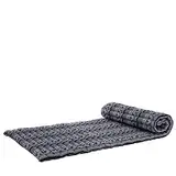 Leewadee Faltbare Bodenmatratze - Japanischer Rollbarer Futon - Tatami Faltmatte - Gästebett - Camping Matratze - Thai Massage Matte, Kapok Füllung, Schwarz Weiß