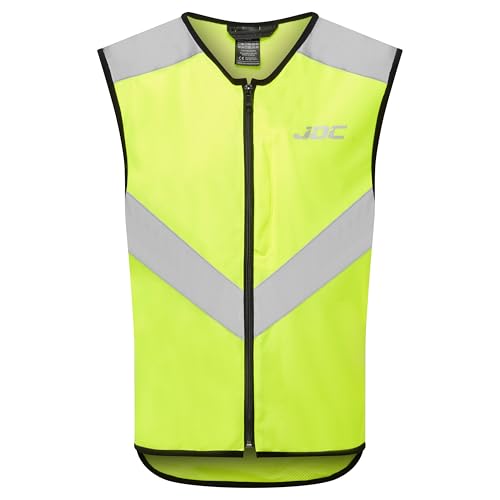 JDC Motorrad Hi Vis Weste Hohe Sichtbarkeit Reißverschluss Sicherheit Reflektierendes Gelb – AXIS - Gelb - M