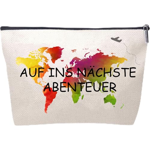 Abschiedsgeschenk, Kosmetiktasche Klein Schminktasche Geschenke für Freundin, Dankeschön Reise Make Up Tasche für Freundinnen Mädchen Frauen Kollegin Geburtstag Weihnachten(AUF INS NÄCHSTE Abenteuer)
