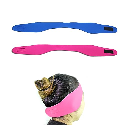 OHYER 2 Stück Schwimmen Stirnband für Kinder Haarband zum Schwimmen Neopren Einstellbar Haarband Blau und rosa Material des Tauchmaterials Klettverschluss Zum Surfen Tauchen Yoga Radfahren (1＃)
