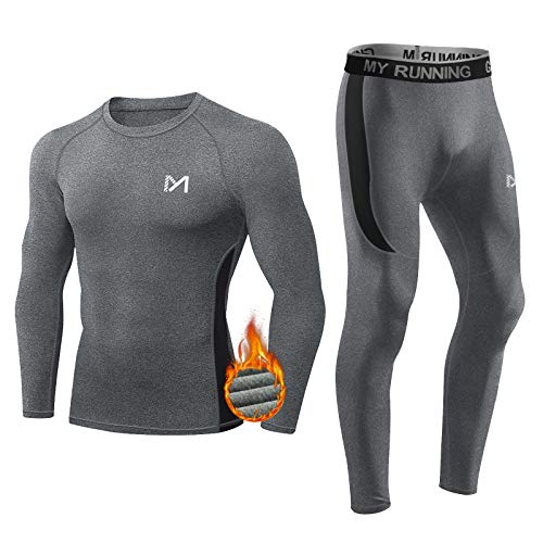 MEETYOO Thermounterwäsche Set Herren, Lange Funktionswäsche Atmungsaktiv Unterwäsche Sport Kompressionsanzug für Workout Skifahren Laufen Wandern