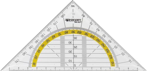 WESTCOTT Geodreieck, Hypotenuse 140 mm, transparent