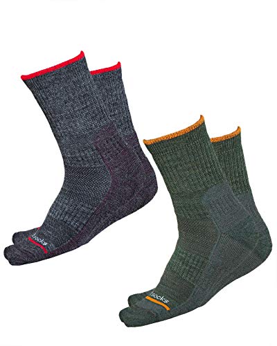 vitsocks Kinder Wandersocken MERINO WOLLE Outdoor Socken (2 PAAR) warme Trekkingsocken Jungen Mädchen, grau grün, 27-30