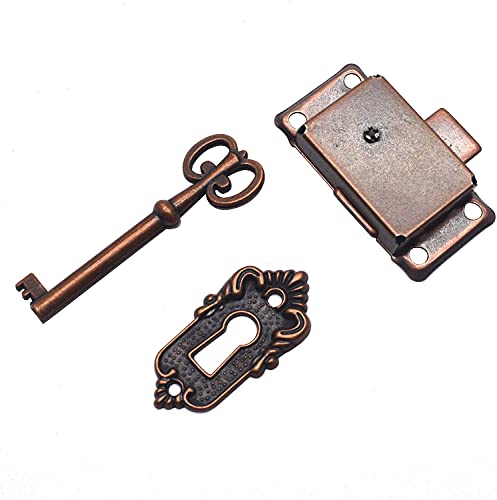 Shiwaki Möbelschloss Antikes rotes Bronze-Schrankschloss Altes Schloss Ersatz Quadratisches Schließfach-Türschloss