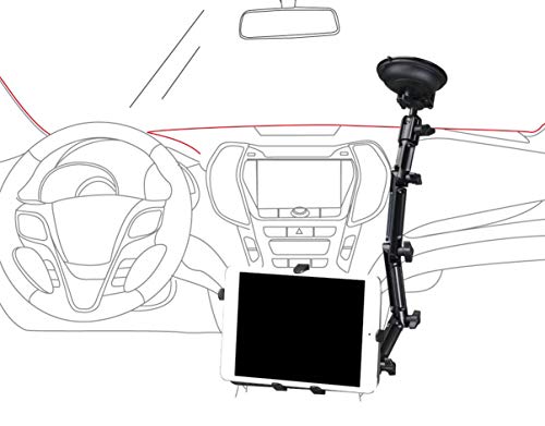 Infuu Holders KFZ Halterung Universal Saugnapf Scheibe für iPad 1 2 3 4 Air Pro Galaxy Tab Note Nexus 10 Tablet-PC 7-11 Zoll 008