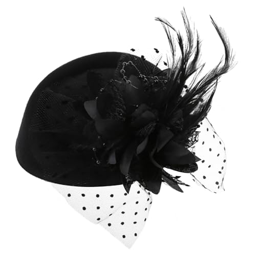 Vintage Fascinators Hut 20er 50er Schleier Blume Federkleid Kopfschmuck Fascinator Hochzeitshut Mesh Gesichtsschleier Tea Party Kopfbedeckung für Frauen und Mädchen