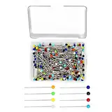 DN DENNOV 250 Stück Stecknadeln,【Aktualisiert】 Bunte Stecknadeln mit Kopf, 38mm Edelstahl Glaskopfnadeln Glaskopfstecknadeln Hitzebeständige Feine Nadeln für Nähen, Quilten und Handwerk