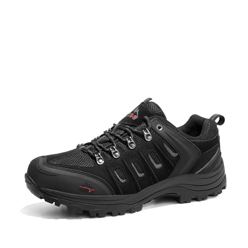 NORTIV 8 Herren Wanderschuhe Low Top Leichte Outdoor Trekking Camping Hiking Shoes Kletterschuhe Trail wasserdichte,Size 42,Schwarz/Grau,Quest-1