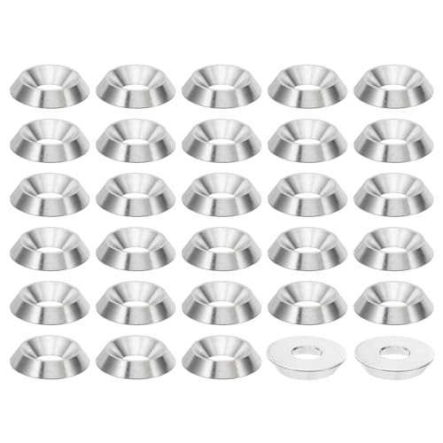 PATIKIL M6 Finish Senkkopfscheibe, 30 Stück 18mm Durchmesser, 3,5mm hoch, massiv aus 304 Edelstahl, CNC-Finish Cup Scheibe Schraubenkopfdichtung für industrielle Konstruktion